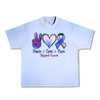 Peace Love Cure Thyroid Cancer Urban Heavy Tee | Teevron