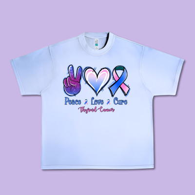 Peace Love Cure Thyroid Cancer Urban Heavy Tee Designed By Jasminsmagicworld