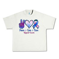Pistachio Peace Love Cure Thyroid Cancer Urban Heavy Tee - Jasminsmagicworld