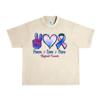 Sandshell Peace Love Cure Thyroid Cancer Urban Heavy Tee - Jasminsmagicworld