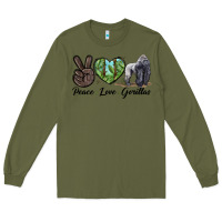 Army Green Peace Love Gorillas Long Sleeve Tee - LillyAllenDesigns