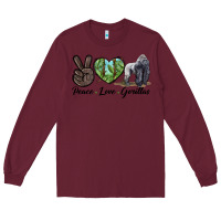 Burgundy Peace Love Gorillas Long Sleeve Tee - LillyAllenDesigns