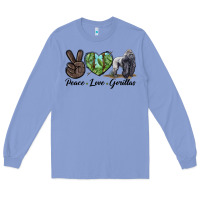 Colony Blue Peace Love Gorillas Long Sleeve Tee - LillyAllenDesigns