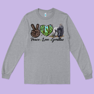 Peace Love Gorillas Long Sleeve Tee Designed By Lillyallendesigns