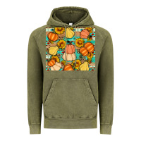 Vintage Olive pumpkin sunflowers leaves Vintage Hoodie - Artiststas