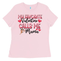 Bubblegum Pink love message with cupid and hearts Ladies Tee - CowhideDigitalArt