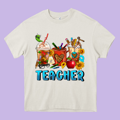 Teacher Coffee Cups Heavy Core Tee Designed By Fadigitalartstudio