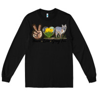 Black Peace Love Gray Fox Long Sleeve Tee - LillyAllenDesigns