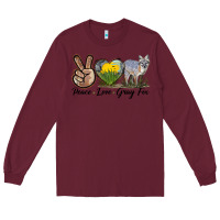 Burgundy Peace Love Gray Fox Long Sleeve Tee - LillyAllenDesigns
