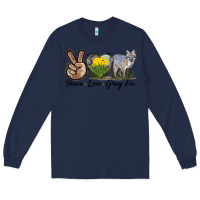 Navy Peace Love Gray Fox Long Sleeve Tee - LillyAllenDesigns