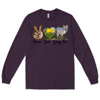 Plum Peace Love Gray Fox Long Sleeve Tee - LillyAllenDesigns
