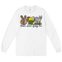 White Peace Love Gray Fox Long Sleeve Tee - LillyAllenDesigns