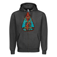 Charcoal Heather turquoise glitter aztec arrowhead Zipper Hoodie - Jasminsmagicworld