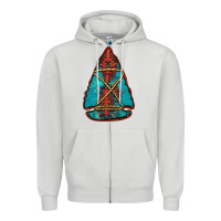 Dove Grey turquoise glitter aztec arrowhead Zipper Hoodie - Jasminsmagicworld