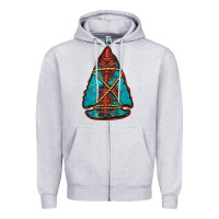 Heather Grey turquoise glitter aztec arrowhead Zipper Hoodie - Jasminsmagicworld