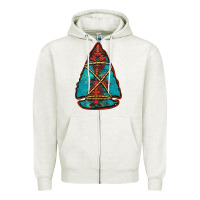Oatmeal Heather turquoise glitter aztec arrowhead Zipper Hoodie - Jasminsmagicworld