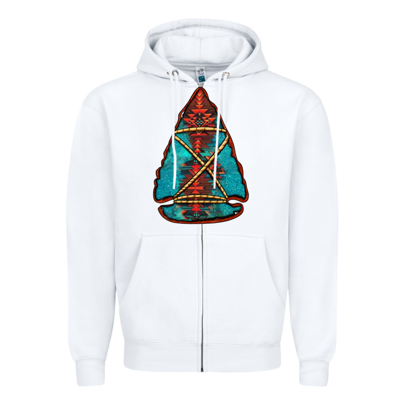 Turquoise Glitter Aztec Arrowhead Zipper Hoodie by Jasminsmagicworld | Teevron
