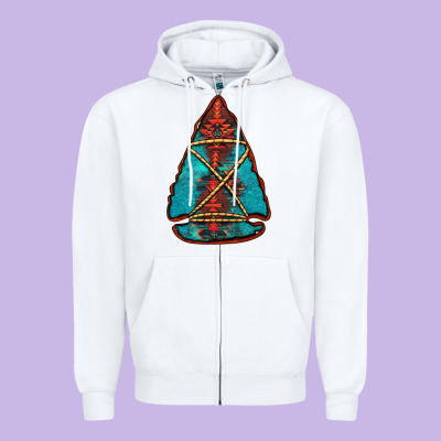 Turquoise Glitter Aztec Arrowhead Zipper Hoodie Designed By Jasminsmagicworld