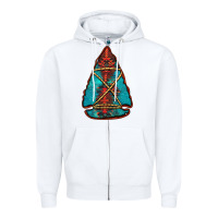White turquoise glitter aztec arrowhead Zipper Hoodie - Jasminsmagicworld