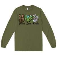 Army Green peace love koala Long Sleeve Tee - LillyAllenDesigns