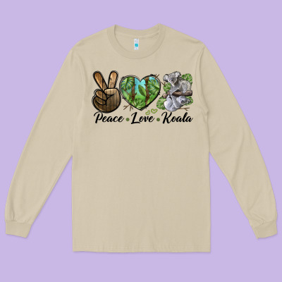 Peace Love Koala Long Sleeve Tee Designed By Lillyallendesigns