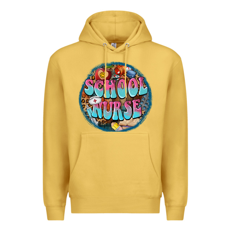 Western Groovy School Nurse Premium Hoodie by BarkalooDesign | Teevron