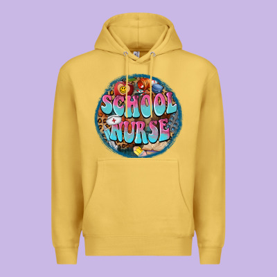 Western Groovy School Nurse Premium Hoodie Designed By Barkaloodesign