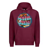 Burgundy western groovy school nurse Premium Hoodie - BarkalooDesign