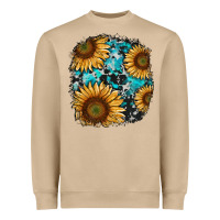 Sunflower Cowhide And Turquoise Patches Heavyweight Sweatshirt | Teevron