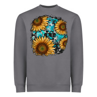 Storm sunflower cowhide and turquoise patches Heavyweight Sweatshirt - RanaPortraitStore