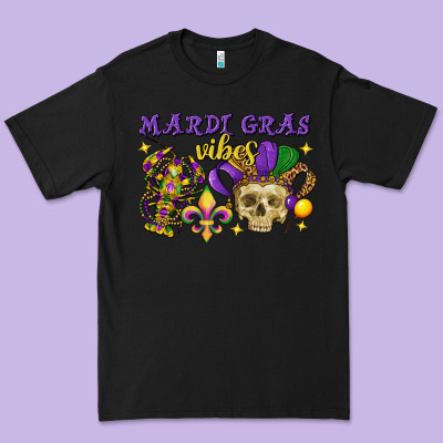 Mardi Gras Vibes Skull Premium Tee Designed By Fadigitalartstudio
