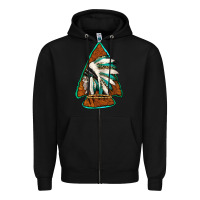 Black indian headdress arrowhead Zipper Hoodie - Jasminsmagicworld