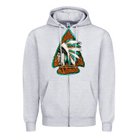 Heather Grey indian headdress arrowhead Zipper Hoodie - Jasminsmagicworld