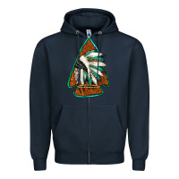 Navy indian headdress arrowhead Zipper Hoodie - Jasminsmagicworld