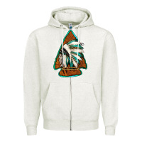 Oatmeal Heather indian headdress arrowhead Zipper Hoodie - Jasminsmagicworld