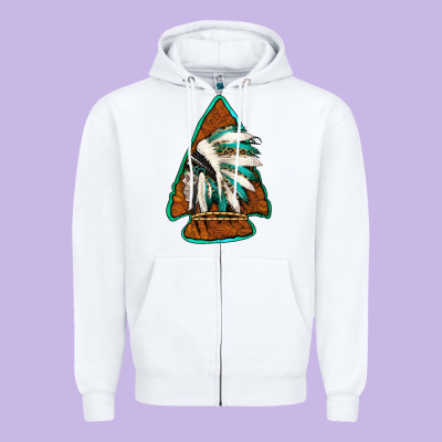 Indian Headdress Arrowhead Zipper Hoodie Designed By Jasminsmagicworld