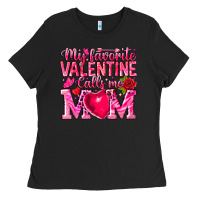 Black My Favorite Valentine Calls Me Ladies Tee - CowhideDigitalArt