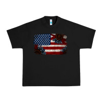 Black Distressed Sunflower American Flag Urban Heavy Tee - Jasminsmagicworld