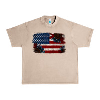 French Oak Distressed Sunflower American Flag Urban Heavy Tee - Jasminsmagicworld