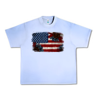 Grape Ice Distressed Sunflower American Flag Urban Heavy Tee - Jasminsmagicworld