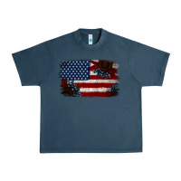 Midnight Navy Distressed Sunflower American Flag Urban Heavy Tee - Jasminsmagicworld