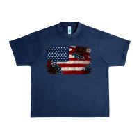 Navy Distressed Sunflower American Flag Urban Heavy Tee - Jasminsmagicworld