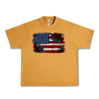 Peanut Butter Distressed Sunflower American Flag Urban Heavy Tee - Jasminsmagicworld