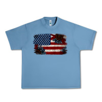 Pebble Blue Distressed Sunflower American Flag Urban Heavy Tee - Jasminsmagicworld