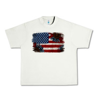 Pistachio Distressed Sunflower American Flag Urban Heavy Tee - Jasminsmagicworld