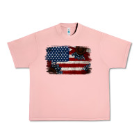 Salmon Distressed Sunflower American Flag Urban Heavy Tee - Jasminsmagicworld