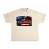 Sandshell Distressed Sunflower American Flag Urban Heavy Tee - Jasminsmagicworld