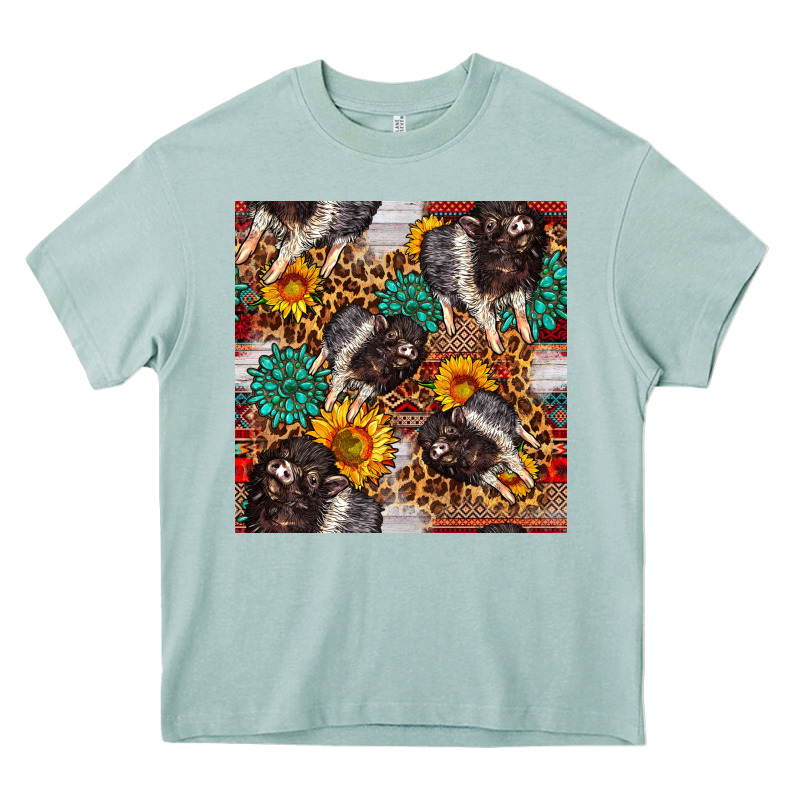 Baby Hampshire Pig Sunflowers Seamless Pattern Heavy Core Tee by FaDigitalArtStudio | Teevron