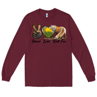 Burgundy Peace Love Red Fox Long Sleeve Tee - LillyAllenDesigns