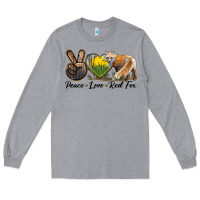 Heather Grey Peace Love Red Fox Long Sleeve Tee - LillyAllenDesigns